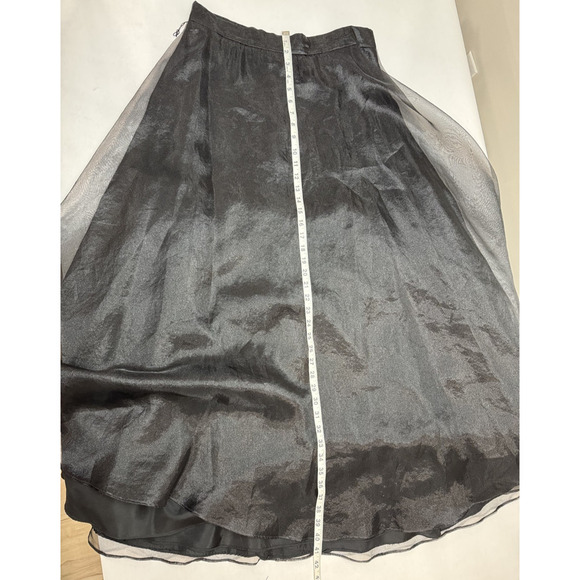 Vintage Whimsigoth Maxi Skirt Sheer Black Organza Lined Goth Evening Sheen Sz 14 - Picture 6 of 11
